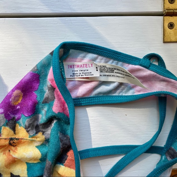 Free People Floral Bralette, Small, Turqoise Pink - Picture 5 of 5